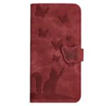 Xiaomi Redmi Note 15 4G / 5G Butterfly Cat Embossing Flip Leather Red-Θήκη Βιβλίο