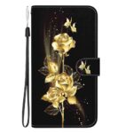 Xiaomi Redmi Note 15 Pro 5G Crystal Texture Colored Leather Gold Butterfly Rose Drawing-Θήκη Βιβλίο