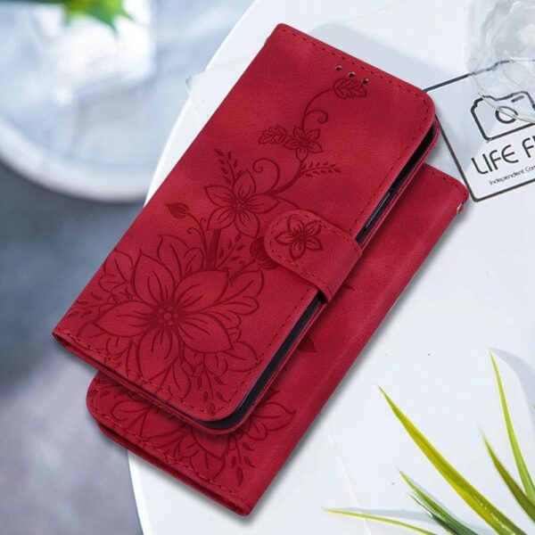 Xiaomi Redmi Note 15 4G / 5G/Poco M8 5G Lily Embossed Leather Red-Θήκη Βιβλίο