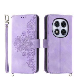 Xiaomi Redmi Note 15 Pro 4G Skin Feel Flowers Embossed Wallet Leather Purple-Θήκη Βιβλίο