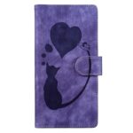 Xiaomi Redmi Note 15 4G / 5G Pen Heart Cat Embossed Leather Purple-Θήκη Βιβλίο