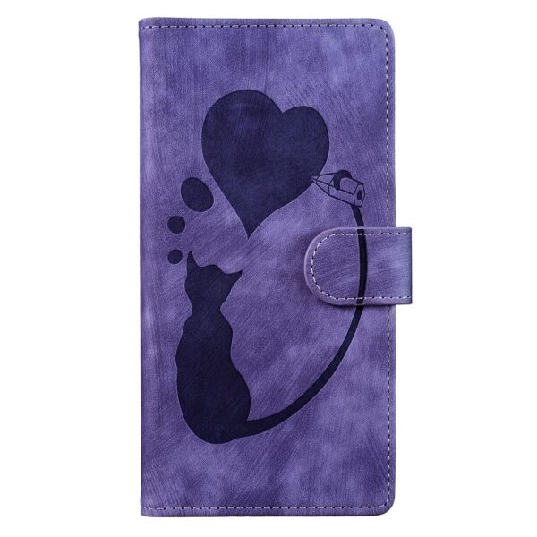 Xiaomi Redmi Note 15 4G / 5G Pen Heart Cat Embossed Leather Purple-Θήκη Βιβλίο