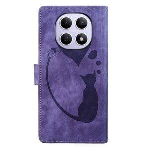 Xiaomi Redmi Note 15 4G / 5G Pen Heart Cat Embossed Leather Purple-Θήκη Βιβλίο