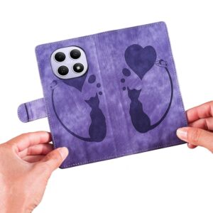 Xiaomi Redmi Note 15 4G / 5G Pen Heart Cat Embossed Leather Purple-Θήκη Βιβλίο