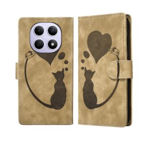 Xiaomi Redmi Note 15 4G / 5G Pen Heart Cat Embossed Leather Apricot-Θήκη Βιβλίο