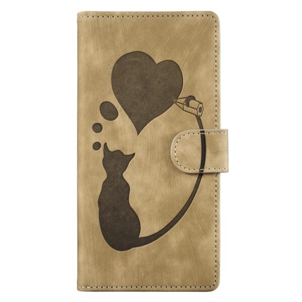 Xiaomi Redmi Note 15 4G / 5G Pen Heart Cat Embossed Leather Apricot-Θήκη Βιβλίο