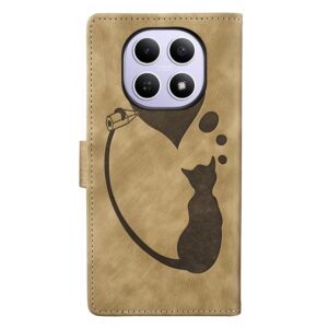 Xiaomi Redmi Note 15 4G / 5G Pen Heart Cat Embossed Leather Apricot-Θήκη Βιβλίο