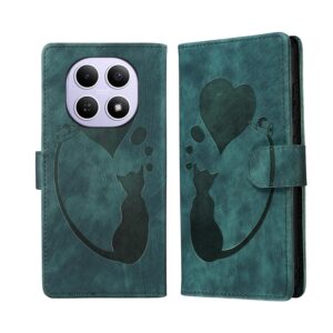 Xiaomi Redmi Note 15 4G / 5G Pen Heart Cat Embossed Leather Green-Θήκη Βιβλίο