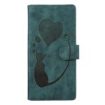 Xiaomi Redmi Note 15 4G / 5G Pen Heart Cat Embossed Leather Green-Θήκη Βιβλίο