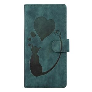 Xiaomi Redmi Note 15 4G / 5G Pen Heart Cat Embossed Leather Green-Θήκη Βιβλίο