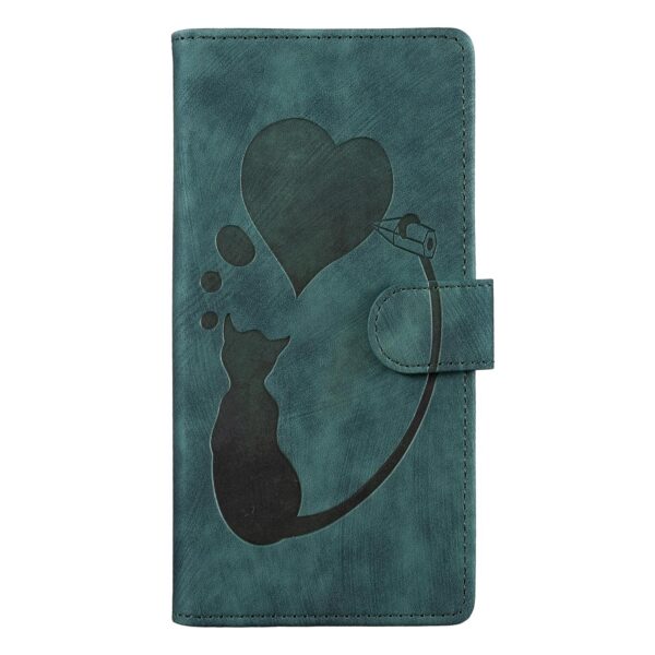 Xiaomi Redmi Note 15 4G / 5G Pen Heart Cat Embossed Leather Green-Θήκη Βιβλίο