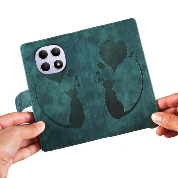 Xiaomi Redmi Note 15 4G / 5G Pen Heart Cat Embossed Leather Green-Θήκη Βιβλίο
