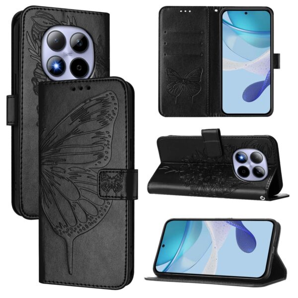 Xioami Redmi Note 15 Pro 5G Embossed Butterfly Leather Black -Θήκη Βιβλίο