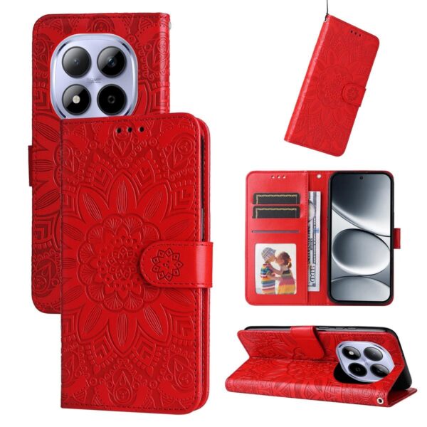 Xiaomi Redmi Note 15 Pro 4G Embossed Sunflower Leather Red-Θήκη Βιβλίο