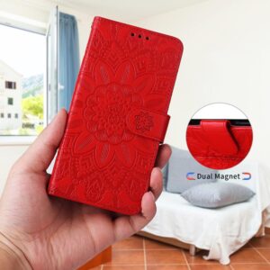Xiaomi Redmi Note 15 Pro 4G Embossed Sunflower Leather Red-Θήκη Βιβλίο