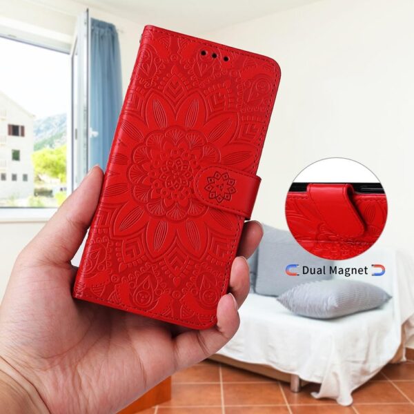 Xiaomi Redmi Note 15 Pro 4G Embossed Sunflower Leather Red-Θήκη Βιβλίο