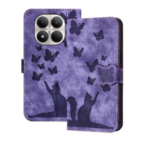Xiaomi Redmi Note 15 Pro+ 5G Butterfly Cat Embossing Flip Leather Purple-Θήκη Βιβλίο