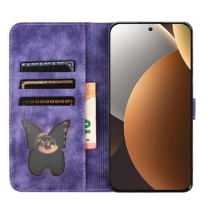 Xiaomi Redmi Note 15 Pro+ 5G Butterfly Cat Embossing Flip Leather Purple-Θήκη Βιβλίο