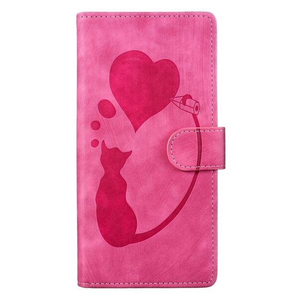 Xiaomi Redmi Note 15 4G / 5G Pen Heart Cat Embossed Leather Pink-Θήκη Βιβλίο