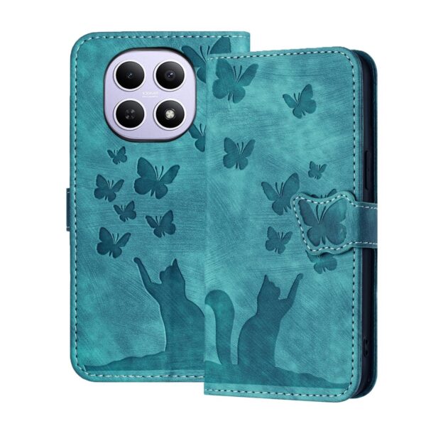 Xiaomi Redmi Note 15 4G / 5G Butterfly Cat Embossing Flip Leather Wathet-Θήκη Βιβλίο