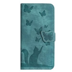 Xiaomi Redmi Note 15 4G / 5G Butterfly Cat Embossing Flip Leather Wathet-Θήκη Βιβλίο