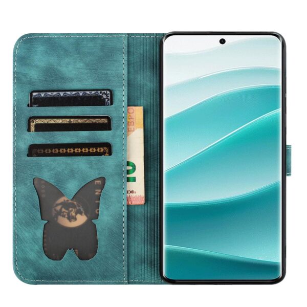 Xiaomi Redmi Note 15 4G / 5G Butterfly Cat Embossing Flip Leather Wathet-Θήκη Βιβλίο