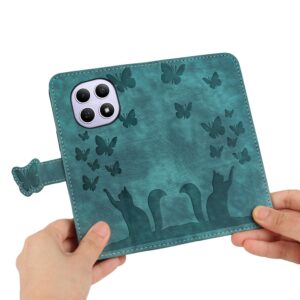 Xiaomi Redmi Note 15 4G / 5G Butterfly Cat Embossing Flip Leather Wathet-Θήκη Βιβλίο