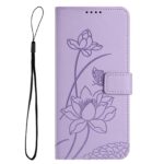 Xiaomi Redmi Note 15 5G / 4G Lotus Embossed Leather with Lanyard Purple-Θήκη Βιβλίο
