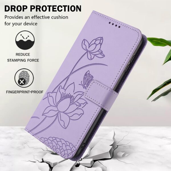 Xiaomi Redmi Note 15 5G / 4G Lotus Embossed Leather with Lanyard Purple-Θήκη Βιβλίο