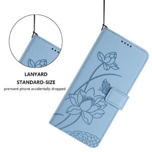 Xiaomi Redmi Note 15 5G / 4G Lotus Embossed Leather with Lanyard Blue-Θήκη Βιβλίο