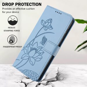 Xiaomi Redmi Note 15 5G / 4G Lotus Embossed Leather with Lanyard Blue-Θήκη Βιβλίο