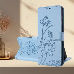 Xiaomi Redmi Note 15 5G / 4G Lotus Embossed Leather with Lanyard Blue-Θήκη Βιβλίο