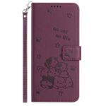 Xiaomi Redmi Note 15 5G / 4G Embossed Kitten Leather with Lanyard Wine Red-Θήκη Βιβλίο