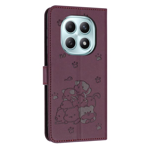 Xiaomi Redmi Note 15 5G / 4G Embossed Kitten Leather with Lanyard Wine Red-Θήκη Βιβλίο