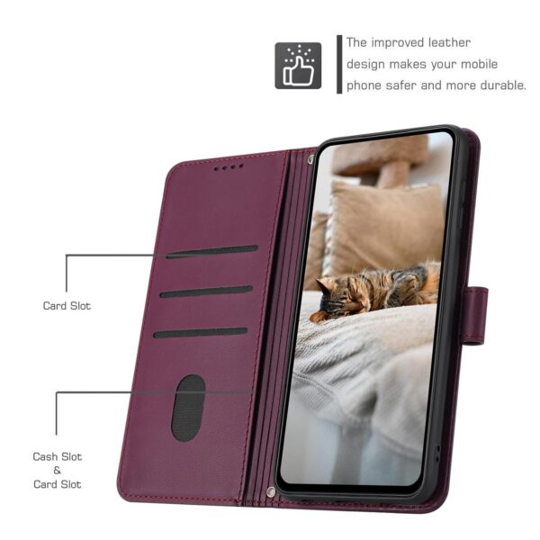 Xiaomi Redmi Note 15 5G / 4G Embossed Kitten Leather with Lanyard Wine Red-Θήκη Βιβλίο