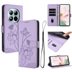Xiaomi Redmi Note 15 Pro 4G Lotus Embossed Leather with Lanyard Purple-Θήκη Βιβλίο