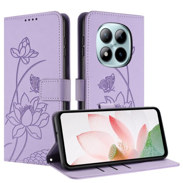 Xiaomi Redmi Note 15 Pro+ Lotus Embossed Leather with Lanyard Purple-Θήκη Βιβλίο