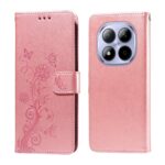 Xiaomi Redmi Note 15 Pro 4G Embossed Butterfly Flowers Leather Rose Gold-Θήκη Βιβλίο