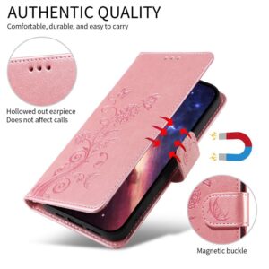 Xiaomi Redmi Note 15 Pro 4G Embossed Butterfly Flowers Leather Rose Gold-Θήκη Βιβλίο