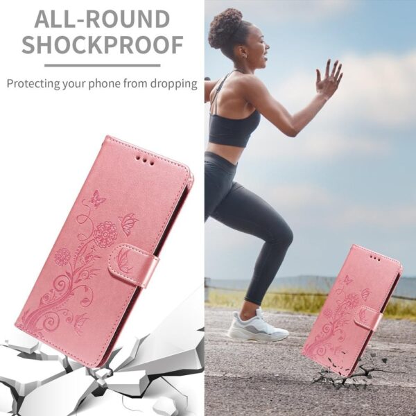 Xiaomi Redmi Note 15 Pro 4G Embossed Butterfly Flowers Leather Rose Gold-Θήκη Βιβλίο