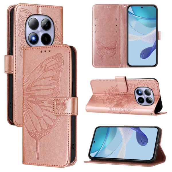 Xiaomi Redmi Note 15 Pro 5G Embossed Butterfly Leather Rose Gold-Θήκη Βίβλιο