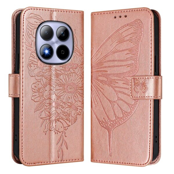 Xiaomi Redmi Note 15 Pro 5G Embossed Butterfly Leather Rose Gold-Θήκη Βίβλιο