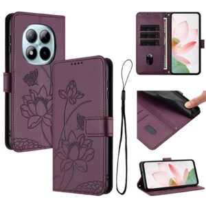 Xiaomi Redmi Note 15 Pro+ Lotus Embossed Leather with Lanyard Wine Red-Θήκη Βιβλίο