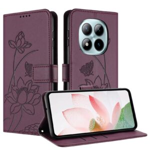 Xiaomi Redmi Note 15 Pro+ Lotus Embossed Leather with Lanyard Wine Red-Θήκη Βιβλίο