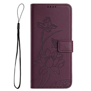 Xiaomi Redmi Note 15 Pro+ Lotus Embossed Leather with Lanyard Wine Red-Θήκη Βιβλίο