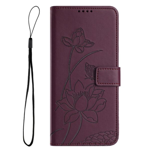Xiaomi Redmi Note 15 Pro+ Lotus Embossed Leather with Lanyard Wine Red-Θήκη Βιβλίο