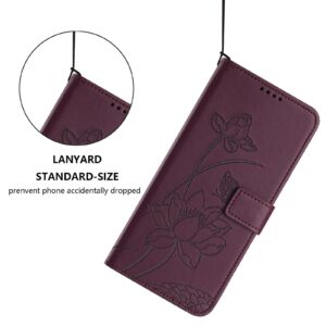 Xiaomi Redmi Note 15 Pro+ Lotus Embossed Leather with Lanyard Wine Red-Θήκη Βιβλίο