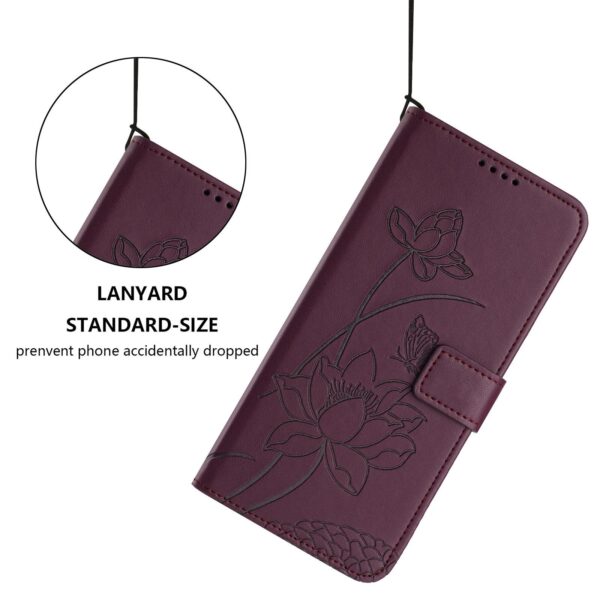 Xiaomi Redmi Note 15 Pro+ Lotus Embossed Leather with Lanyard Wine Red-Θήκη Βιβλίο