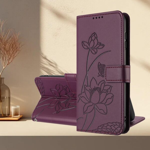 Xiaomi Redmi Note 15 Pro+ Lotus Embossed Leather with Lanyard Wine Red-Θήκη Βιβλίο