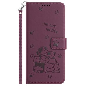 Xiaomi Redmi Note 15 Pro+ 5G Embossed Kitten Leather with Lanyard Wine Red-Θήκη Βιβλίο